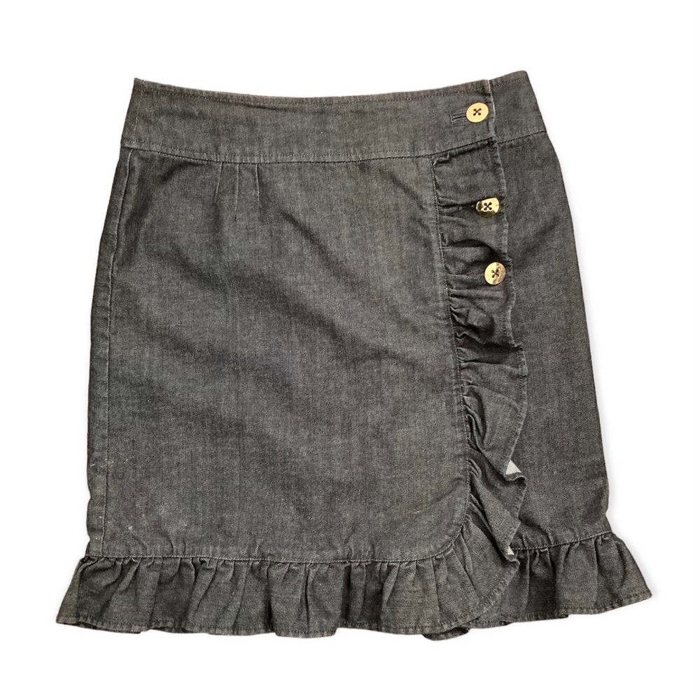 Leifsdottir Gray Ruffle Skirt with Button Detail
